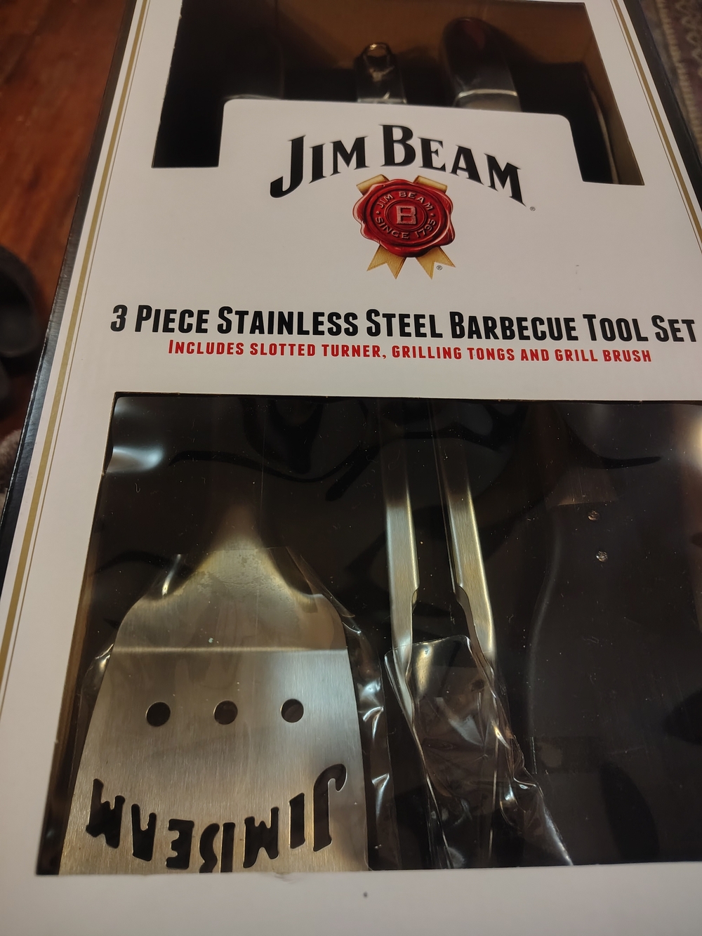 Jim Beam Stainless Steel 3-Piece Barbecue Tool Set - Silver